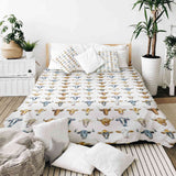 Therapy blanket bedding set, white with bull heads.