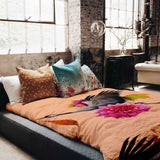 Set de ropa de cama con manta terapéutica naranja con grulla