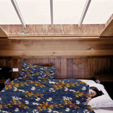 Therapiedekens katoenen hoes blauw met boeket bloemen