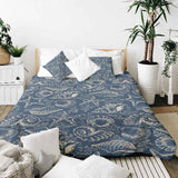 Therapy blanket and bedding set, blue with shells.