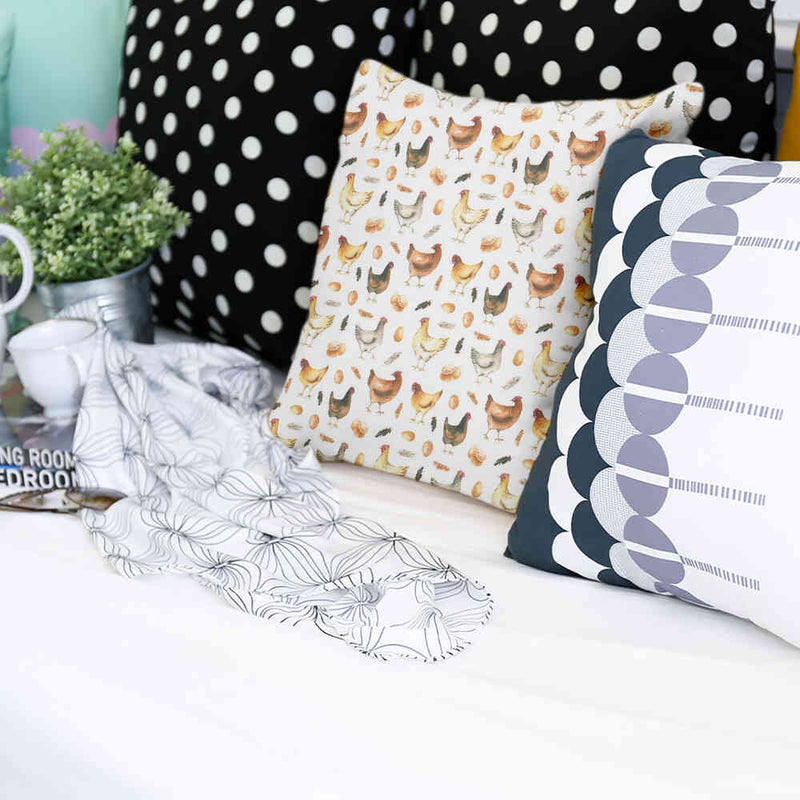 White health pillow with chickens