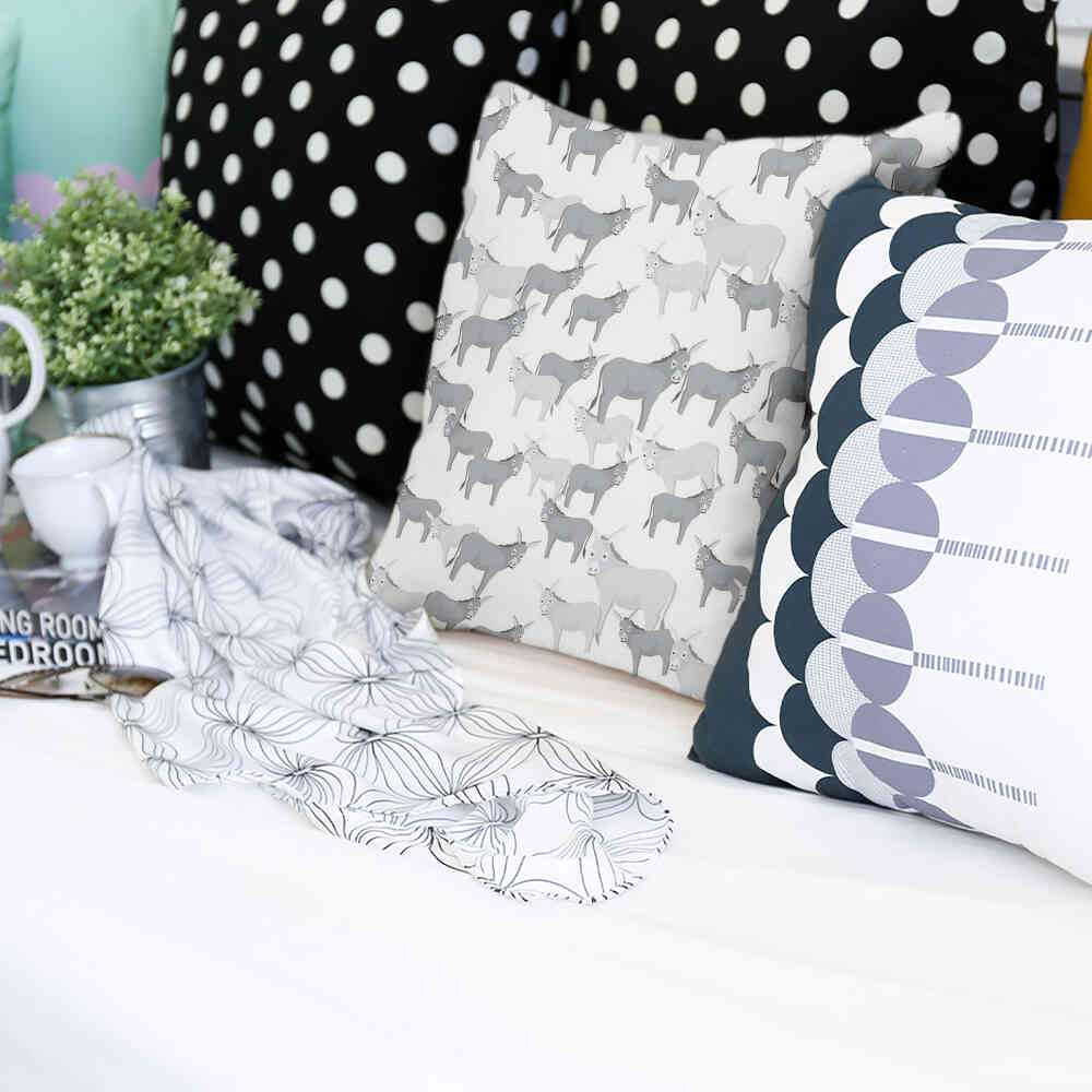 Gezondheidskussen grijs met ezels