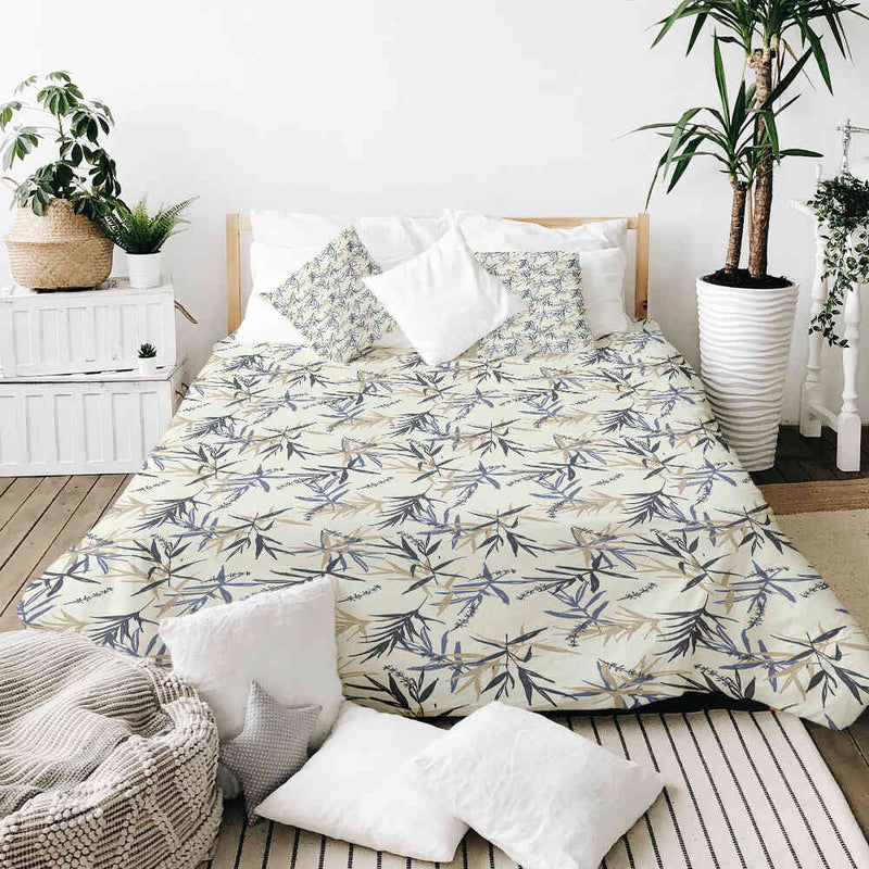 Therapy blankets bedding set leaf pattern beige
