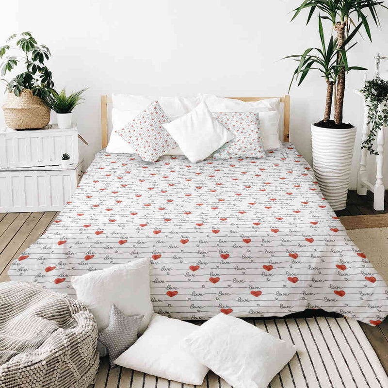 Set di biancheria da letto con coperta terapeutica bianca con scritta Love