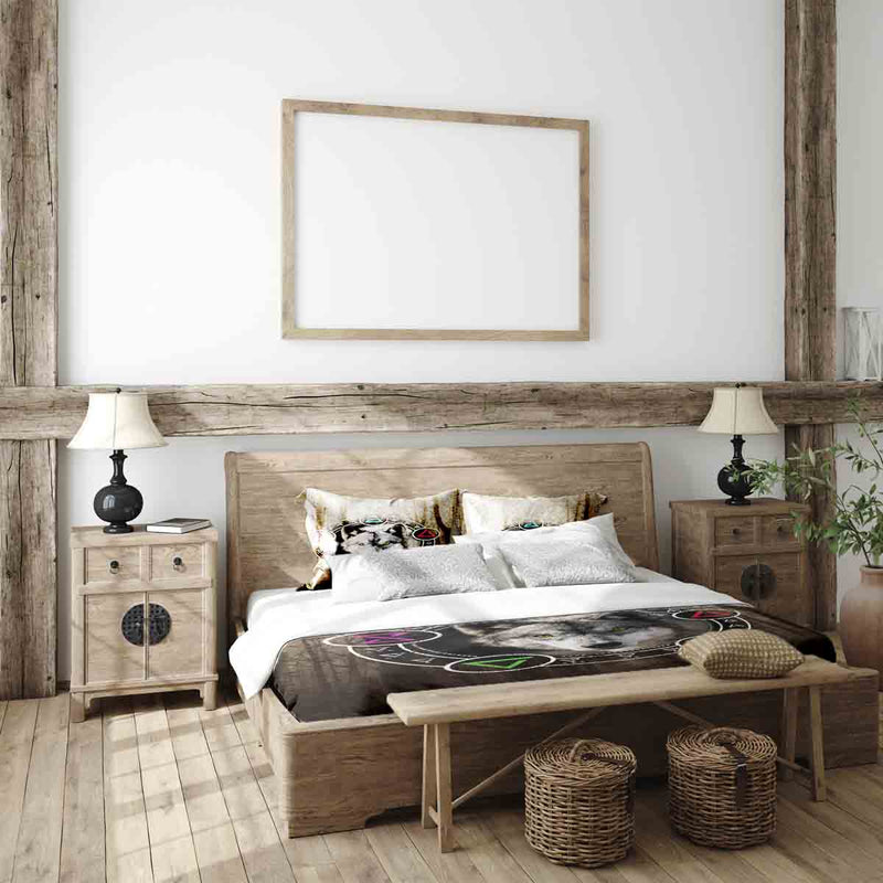 Therapy blanket bedding set brown with wolf