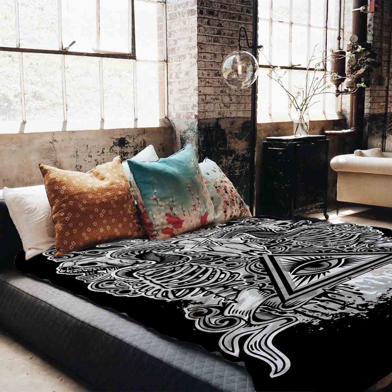 Set de ropa de cama con manta terapéutica negro ojo 2
