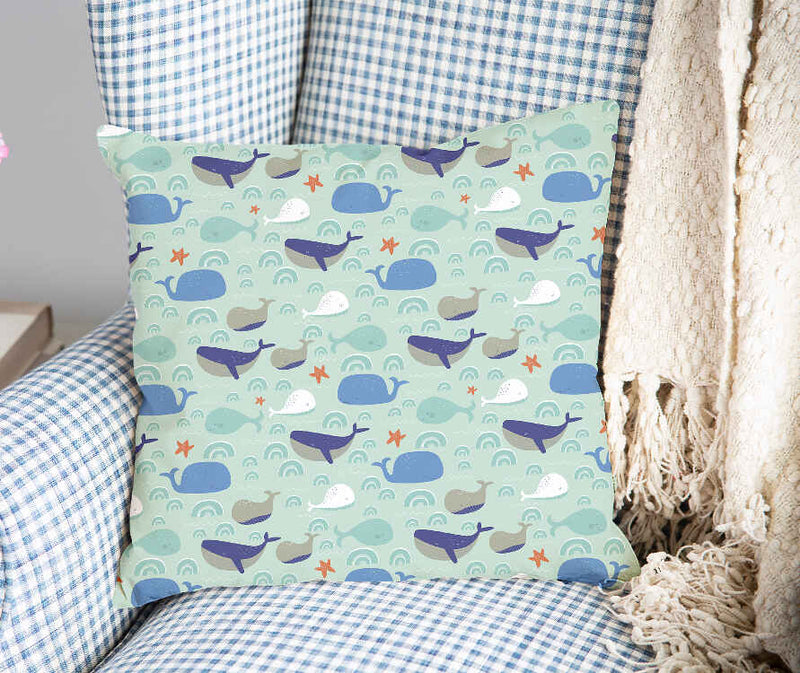 Cuscino salute verde con balene