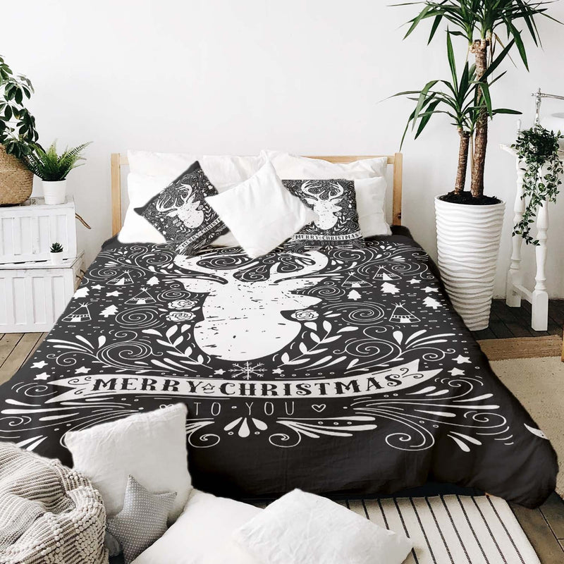 Set de ropa de cama con manta terapéutica negro Merry Christmas