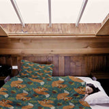 Set di biancheria da letto con coperta terapeutica verde con scoiattolo