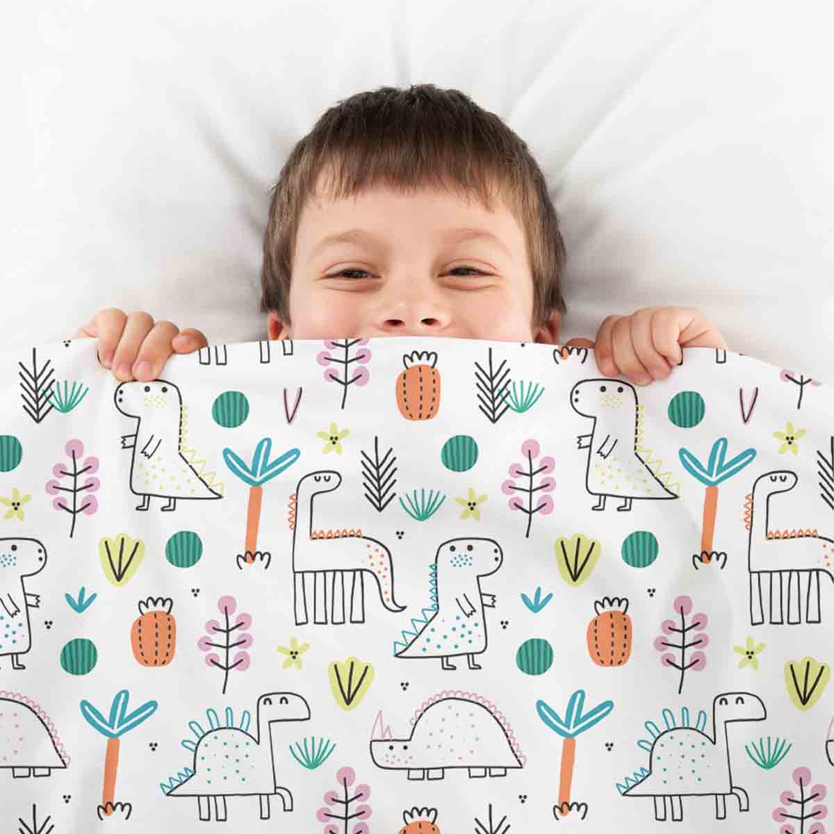 Coperta terapeutica originale - Rivestimento in cotone con dinosauri colorati