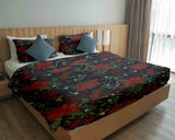 Set de ropa de cama con manta terapéutica y flor de Pascua roja