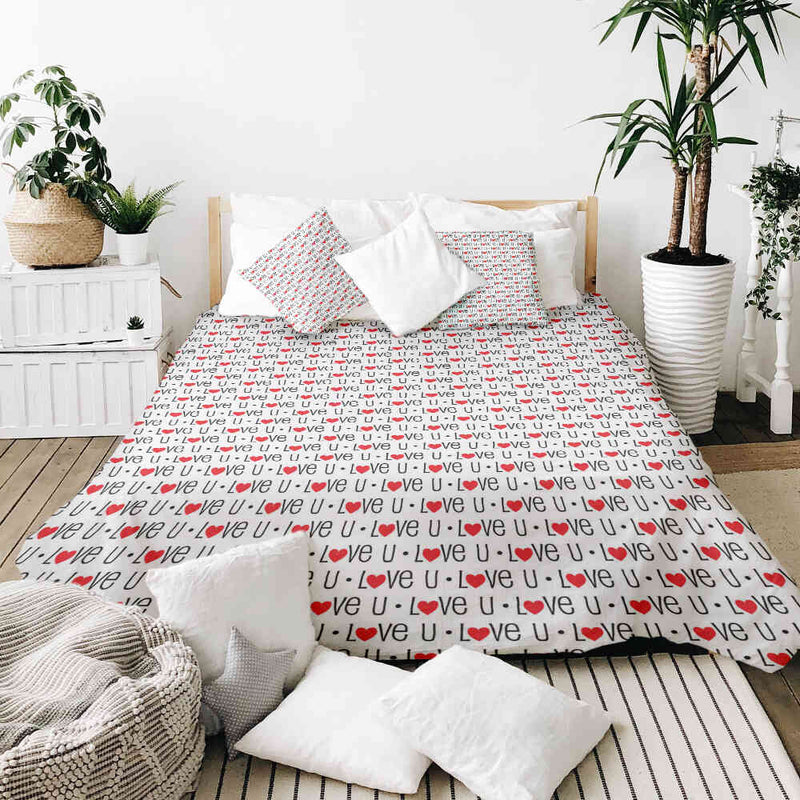 Set de ropa de cama con manta terapéutica blanco Love U