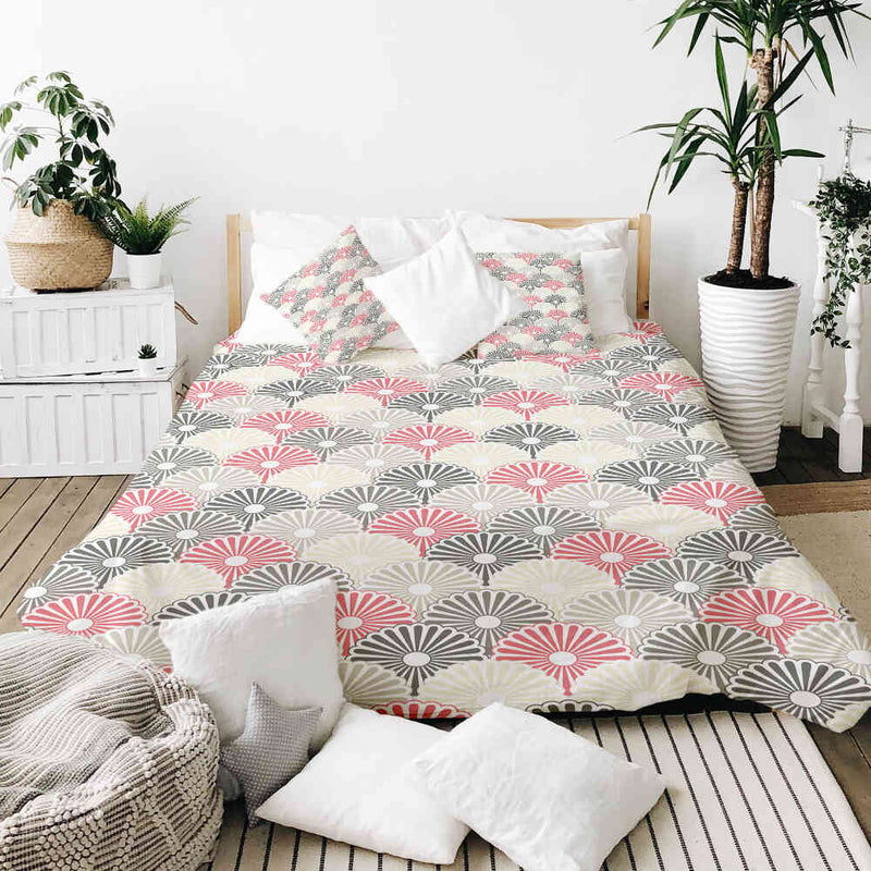 Therapy blanket and bedding set, colorful abstract flowers.
