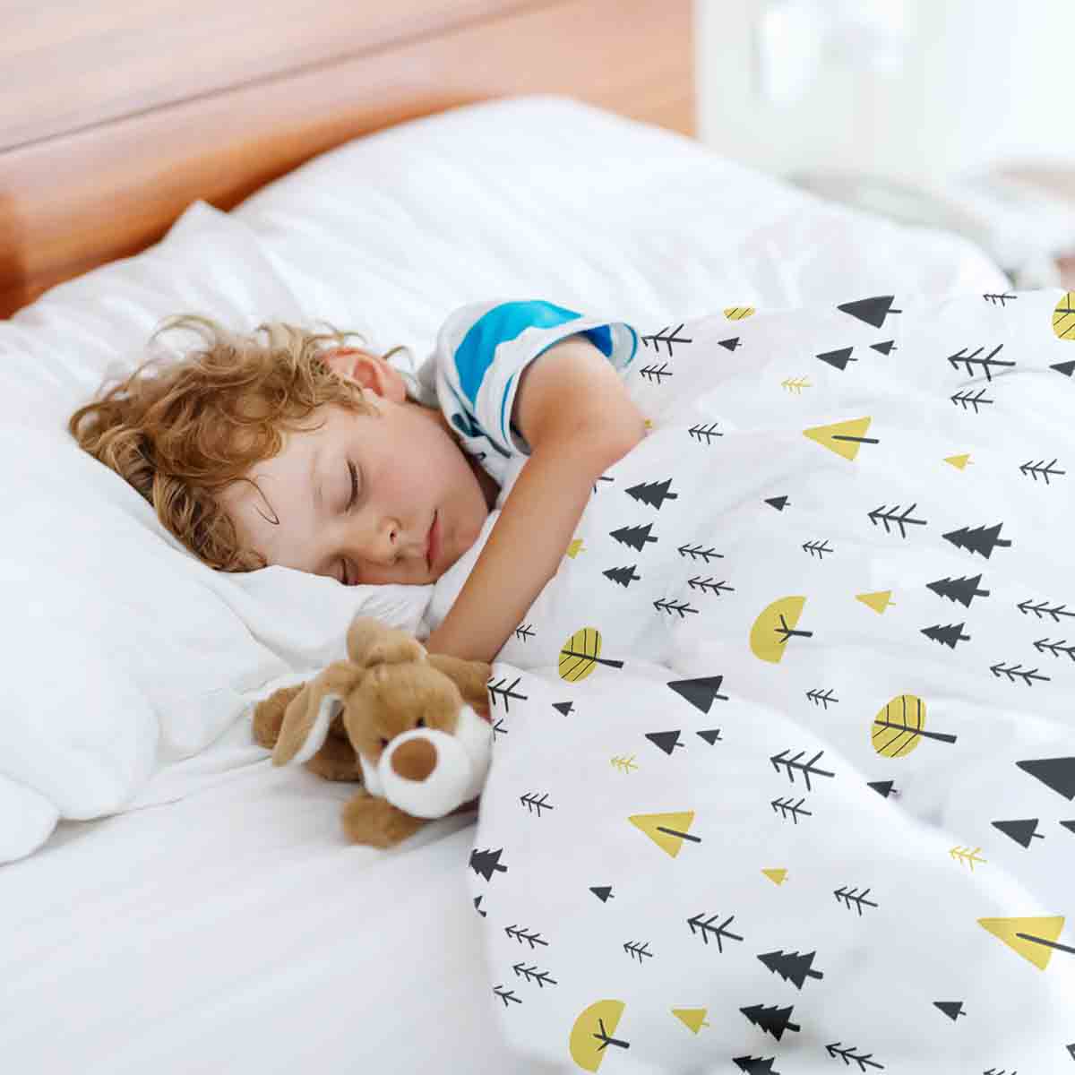 Therapy blankets bedding set with yellow trees