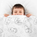 Set di biancheria da letto con coperte terapeutiche bianco con nuvole divertenti