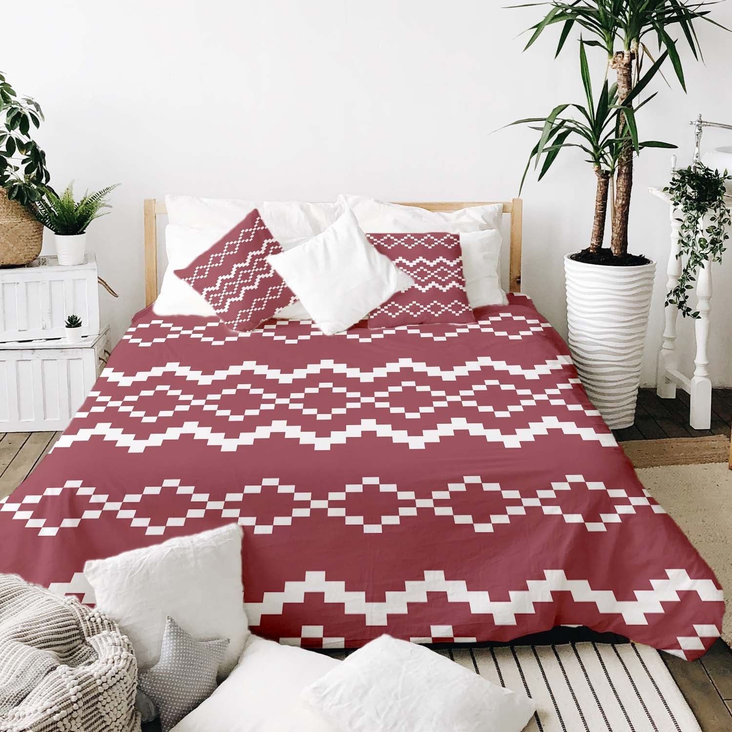 Therapiedecken beddengoed set met rood kerstpatroon