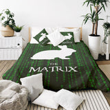Set de ropa de cama con manta terapéutica Matrix Code verde