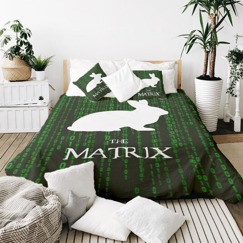 Set de ropa de cama con manta terapéutica Matrix Code verde