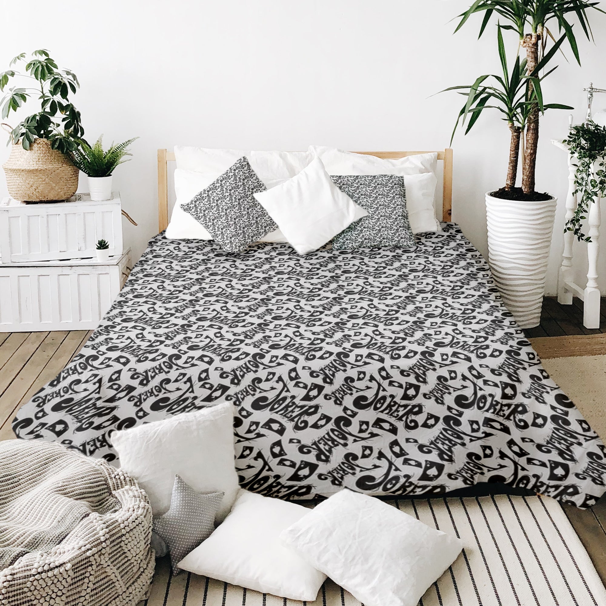 Juego de ropa de cama con manta terapéutica, inscripción en negro Joker