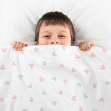 Coperte terapeutiche con rivestimento in cotone bianco con piccoli cuoricini