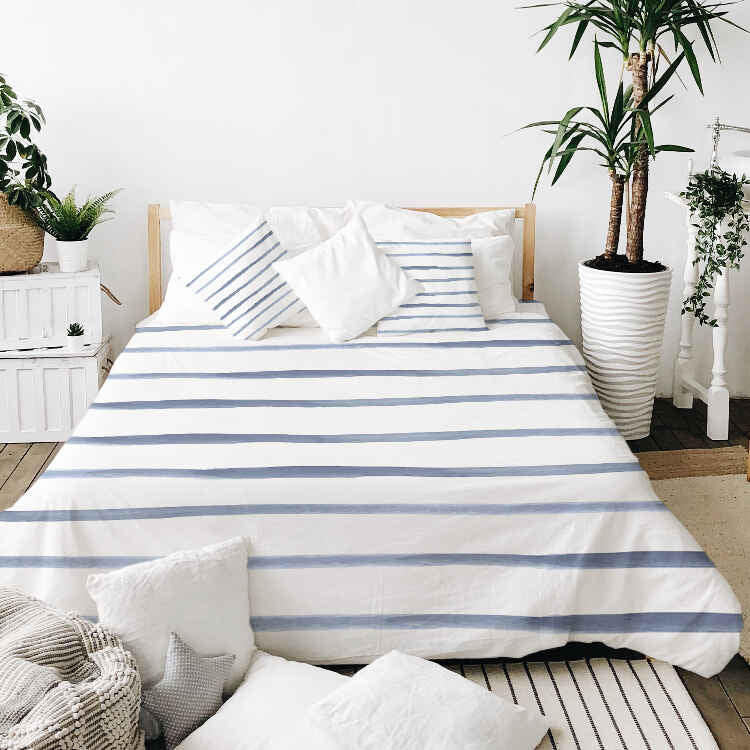 Therapy blankets bedding set blue horizontal stripes