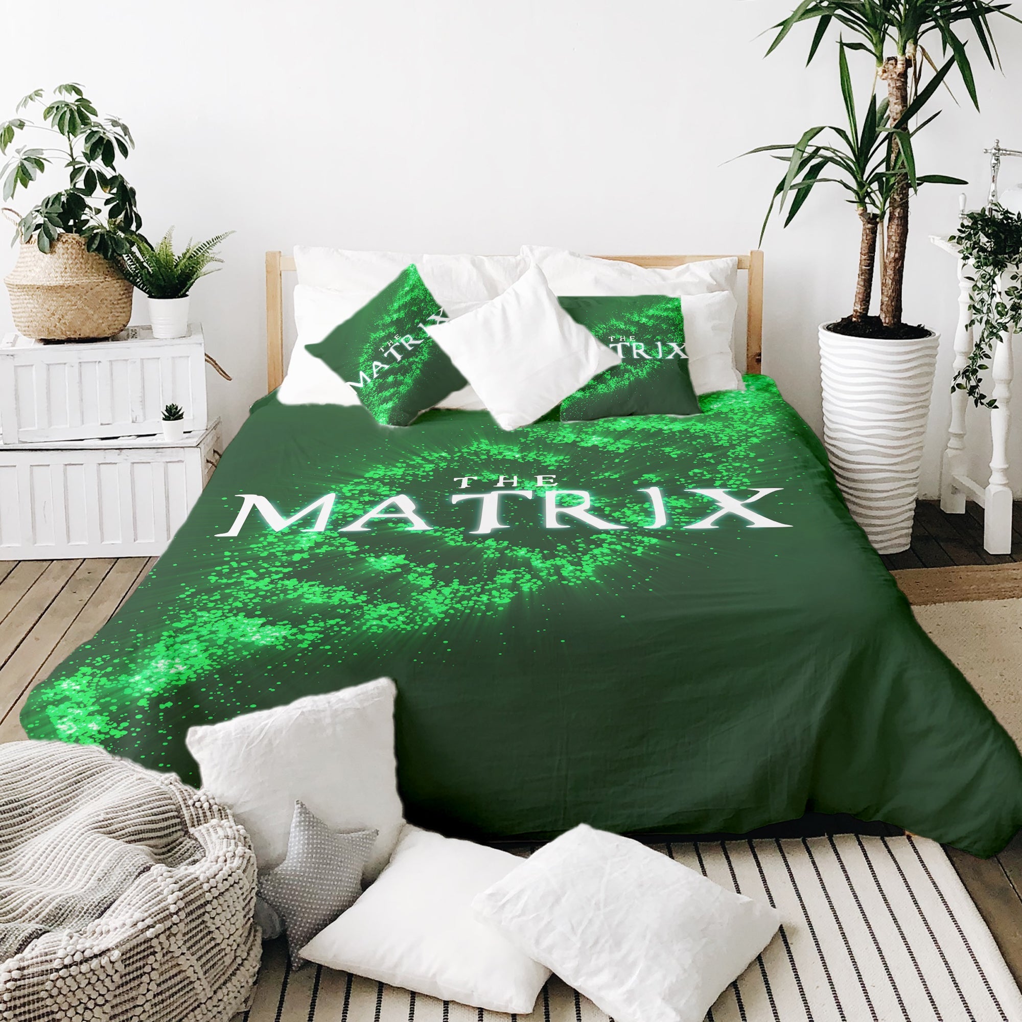 Therapy blankets bedding set green matrix DNA