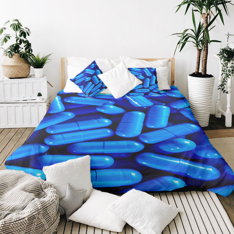 Therapy blankets bedding set blue tablets