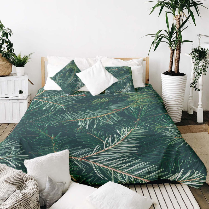 Therapy blanket bedding set with green pine branches