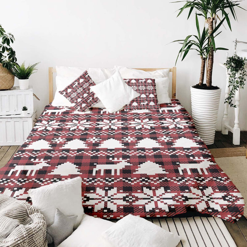 Therapy blankets and bedding set, checkered with Christmas motifs.