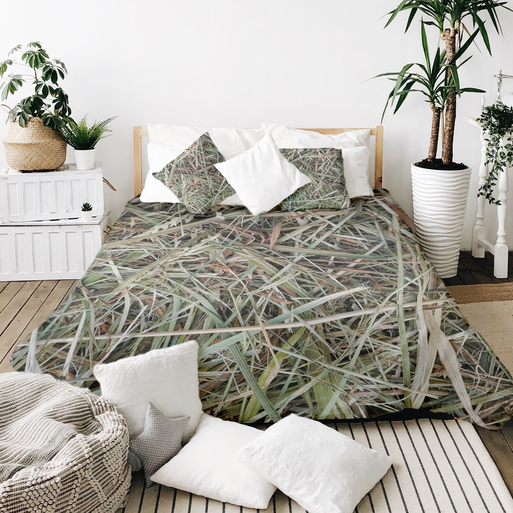 Therapy blankets bedding set white with straw