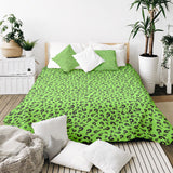 Therapy blankets and bedding set, light green with question marks.