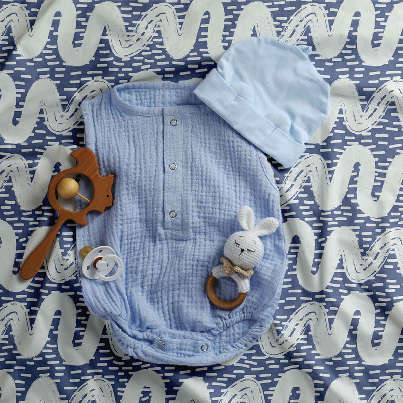 Therapiedekens katoenen hoes blauw witte golven