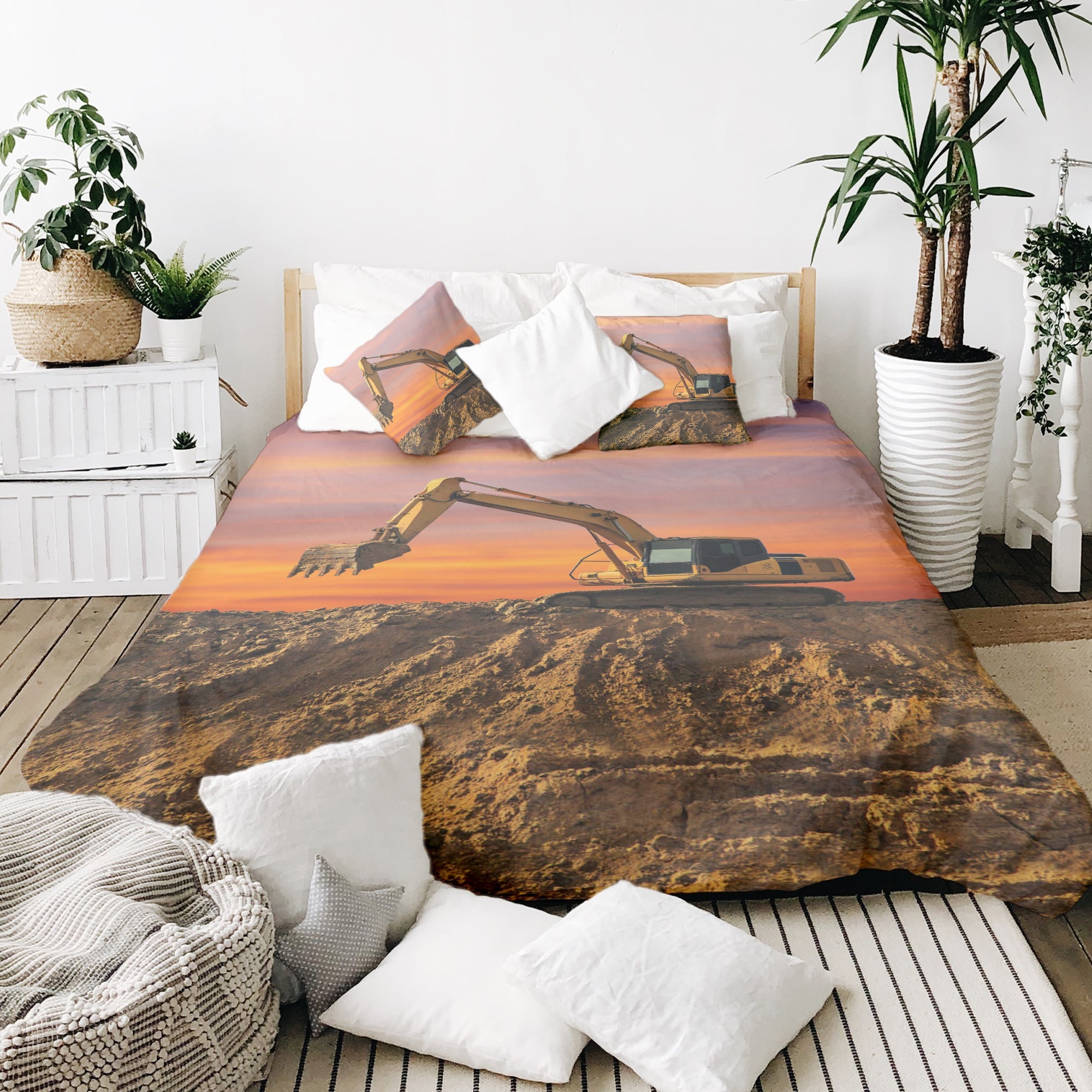 Therapy blankets bedding set tractor in the sunrise