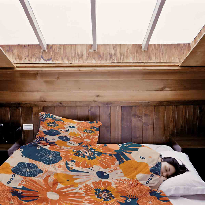 Set di biancheria da letto con coperta terapeutica e fiori di gerbera