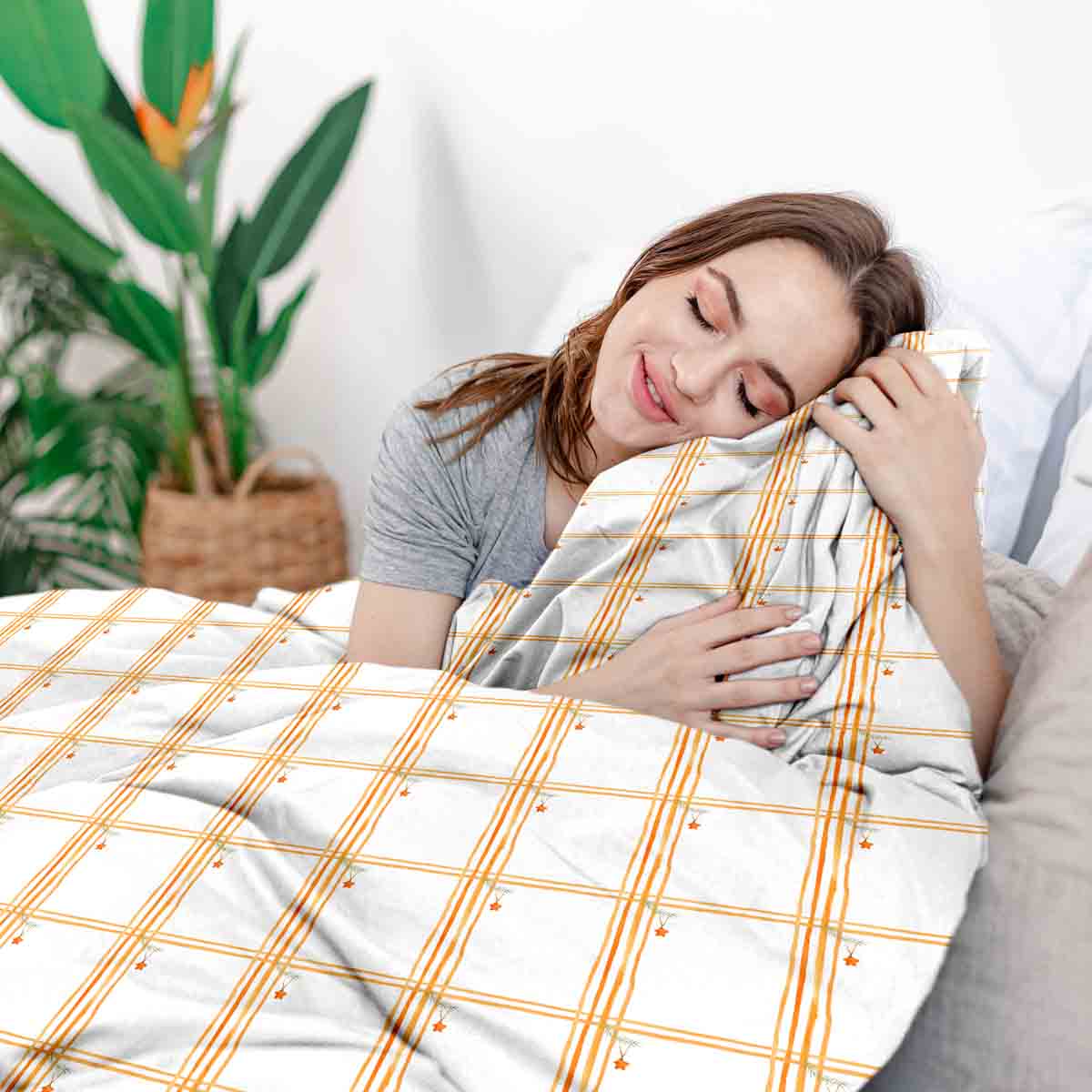 Original therapy blanket - cotton cover yellow checkered