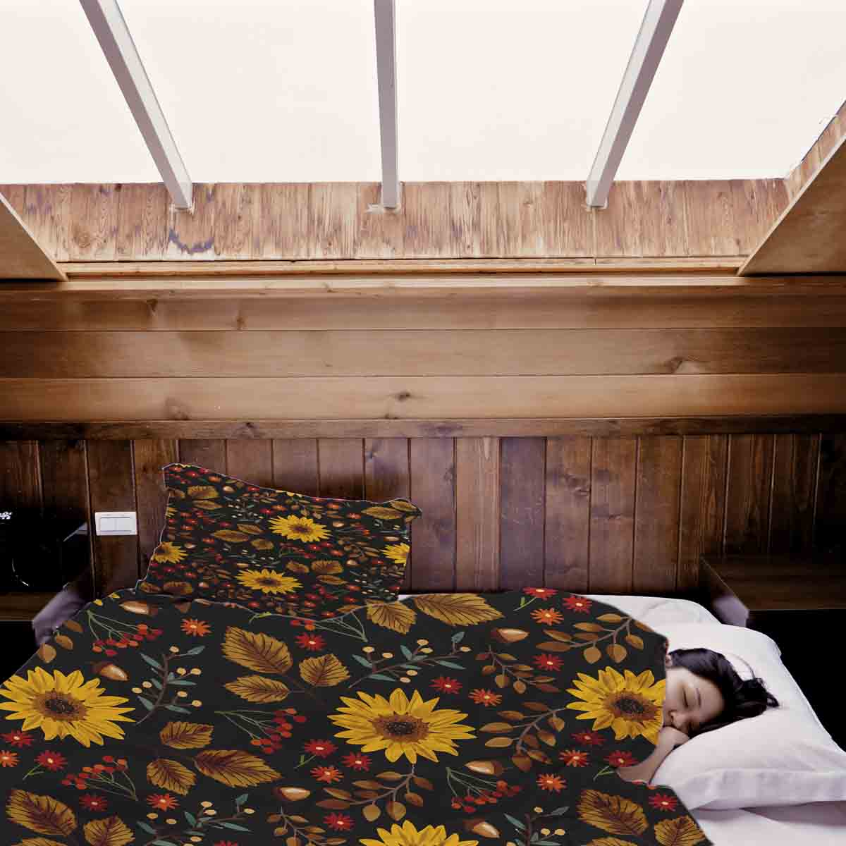 Therapy blankets bedding set with sunflower