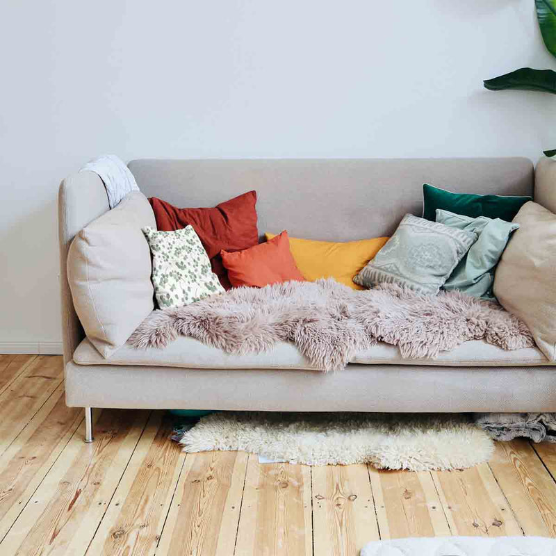 White health pillow with eucalyptus branches