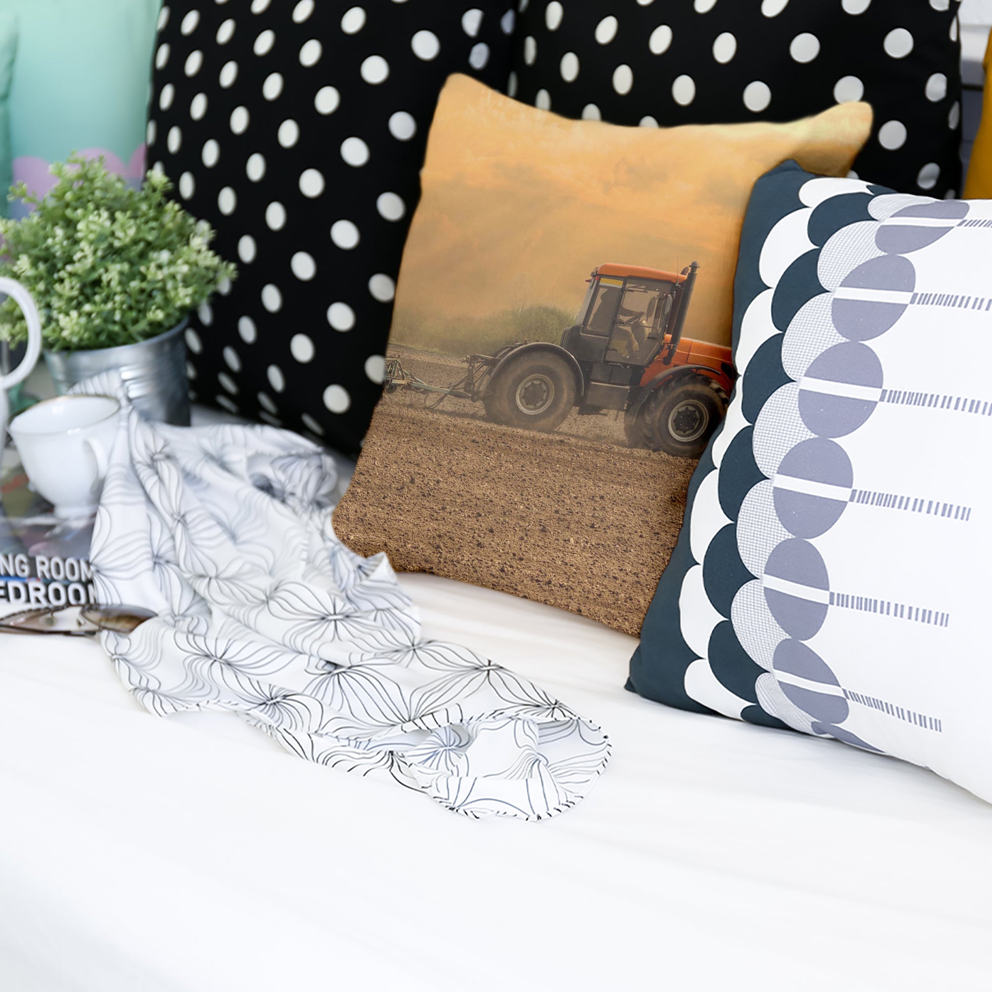 Gezondheidskussen tractor met aanhanger