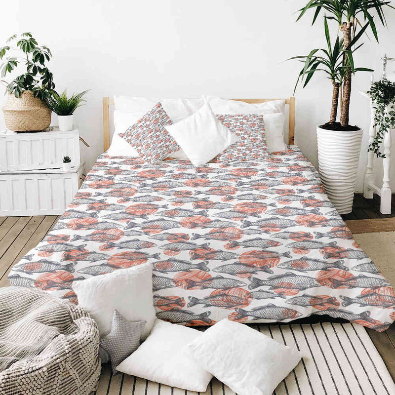 Therapy blanket and bedding set, grey fish.