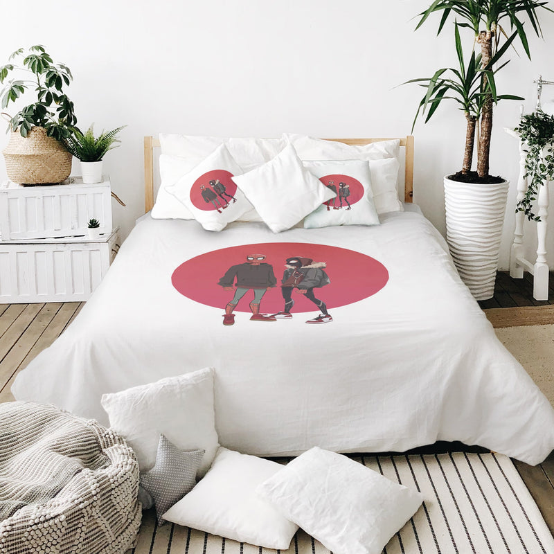 Therapy blanket and bedding set, white, with Spiderman.