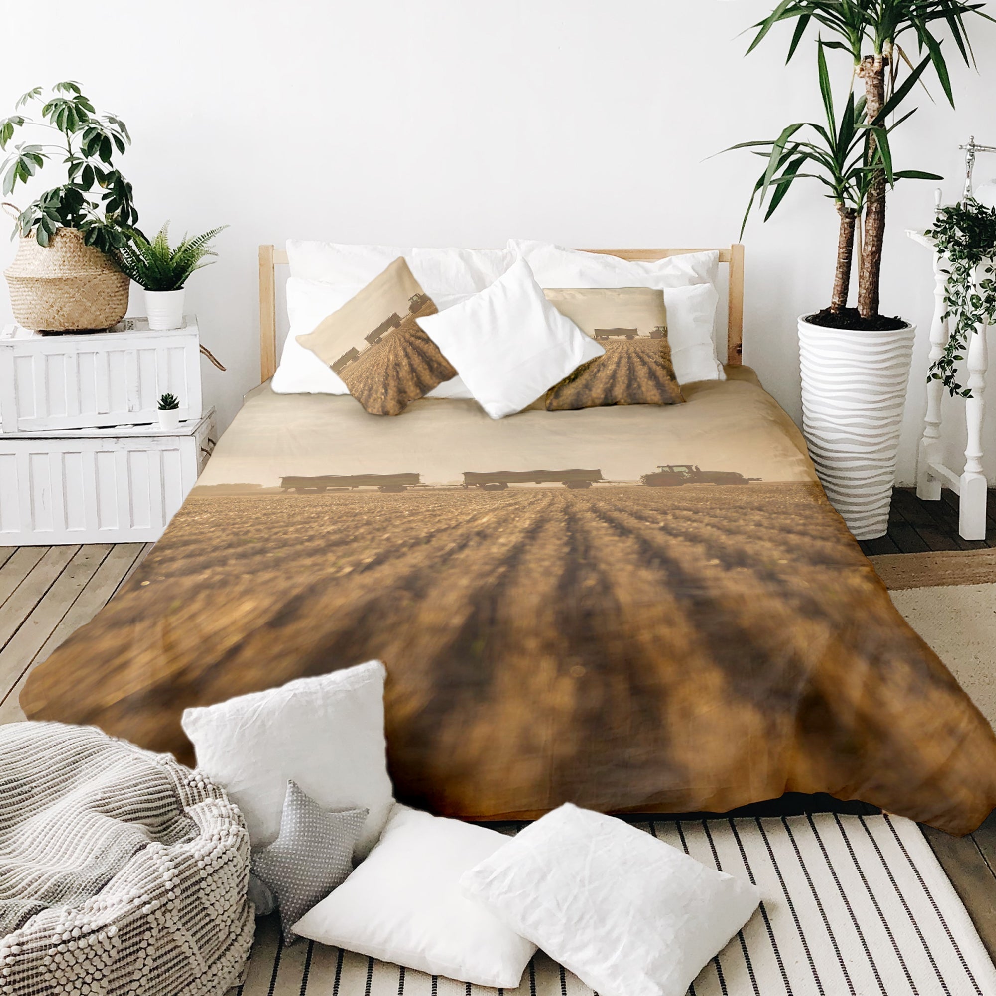 Originele therapiedeken - katoenen hoes bruin akker