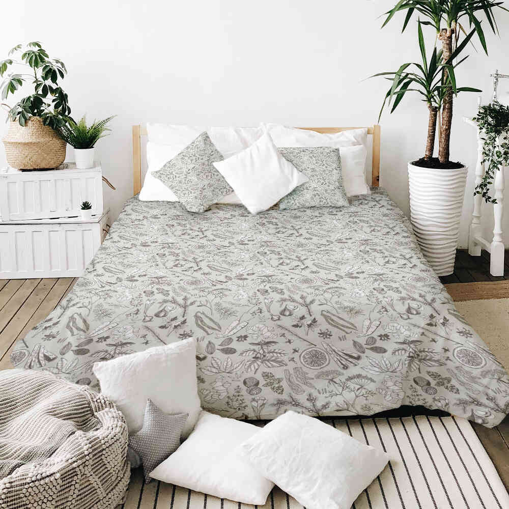 Set di biancheria da letto con coperta terapeutica grigio spezia