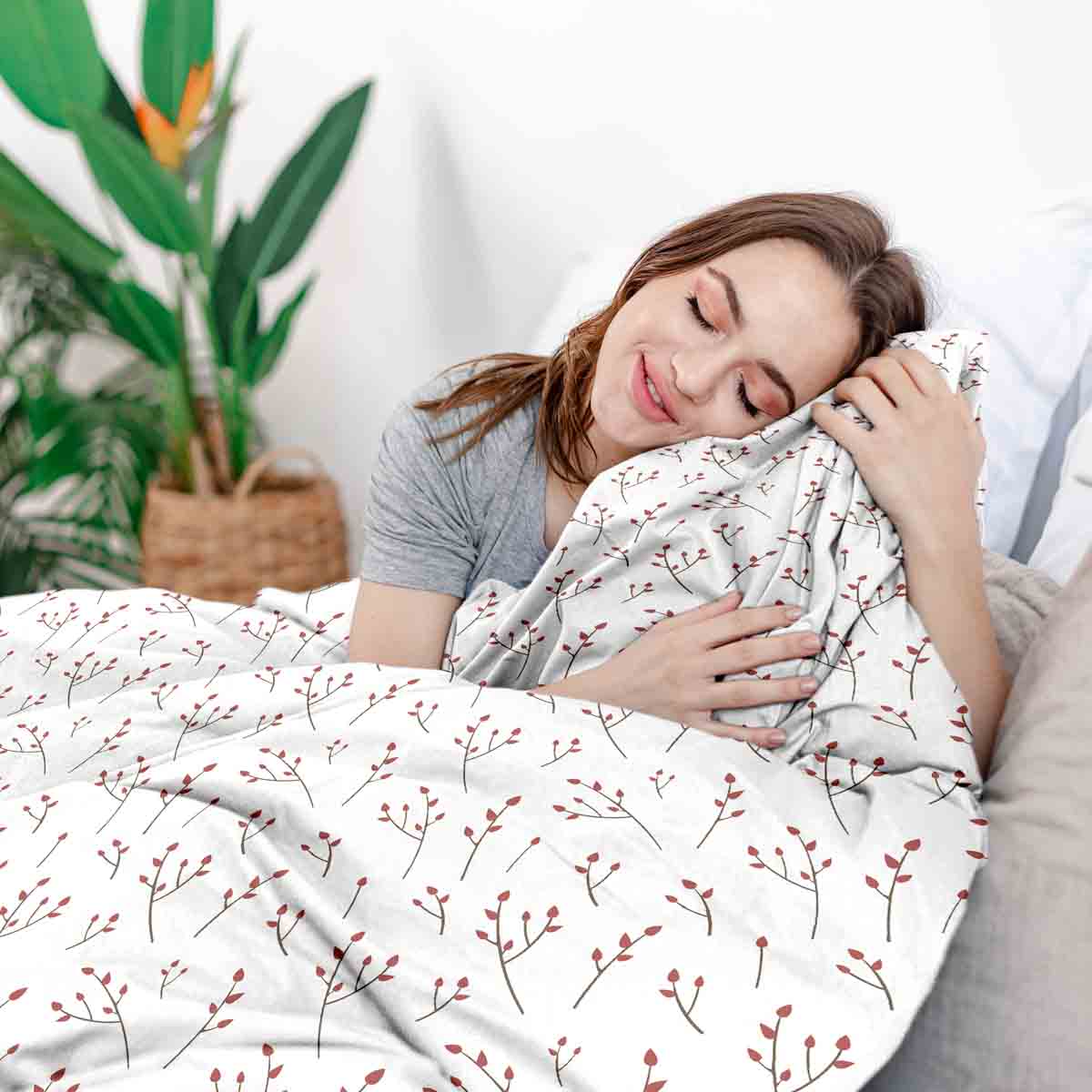 Therapiedekens beddengoed set wit met delicate rozen