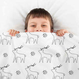 Therapy blanket and bedding set, white with deer.