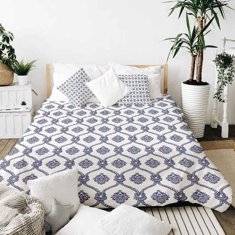 Originele therapiedeken - katoenen hoes blauw zeemanspatroon