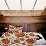 Therapy blanket and bedding set, white with large pumpkins.