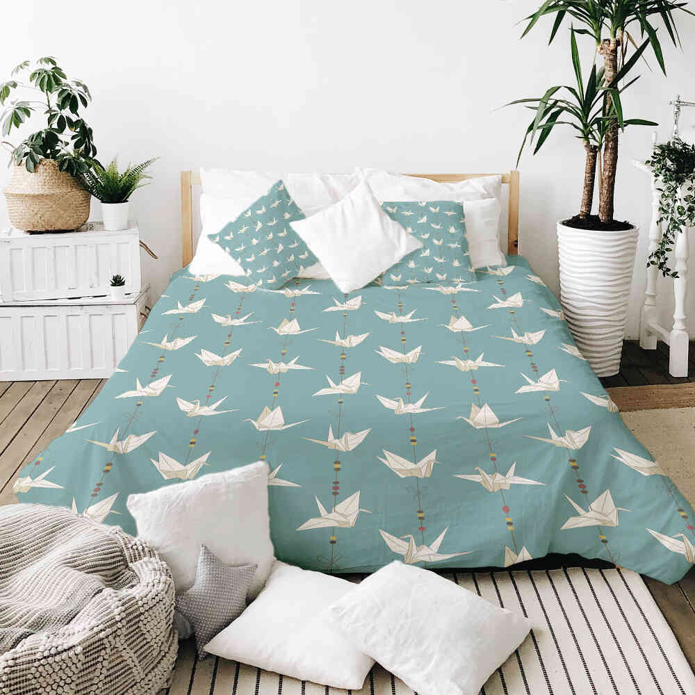 Therapy blankets bedding set origami swan