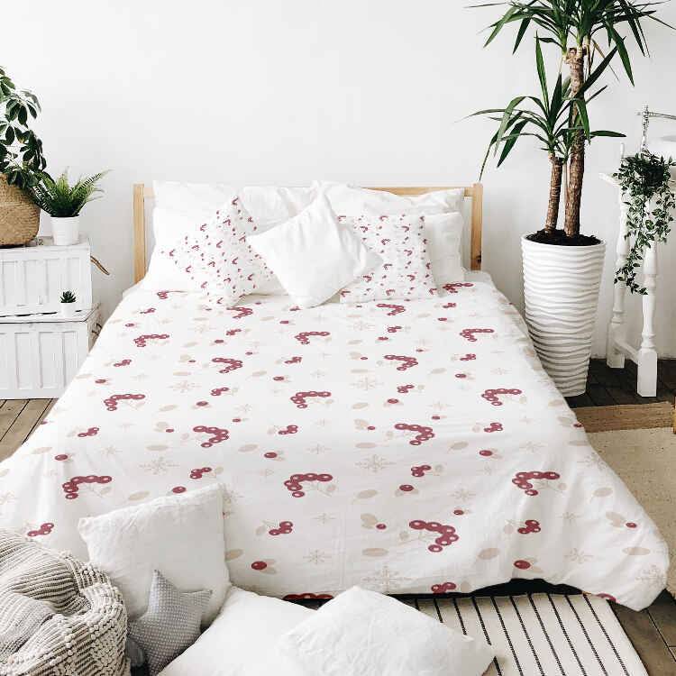 Set de ropa de cama con manta terapéutica y arbusto de bayas