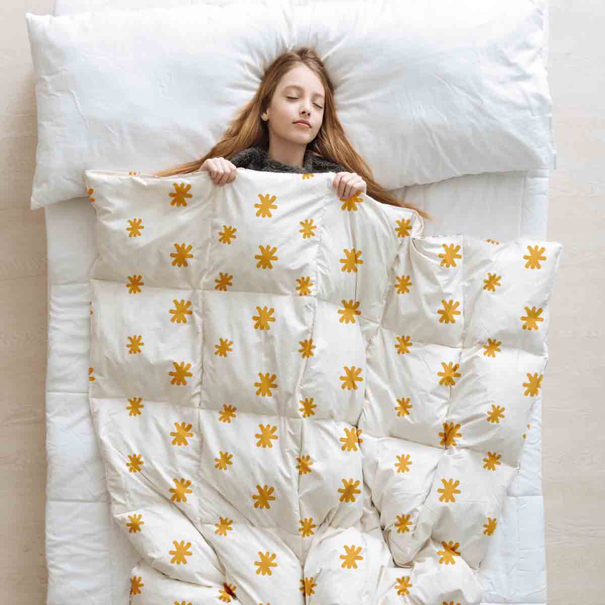 Therapiedekens beddengoed set gele bloemen