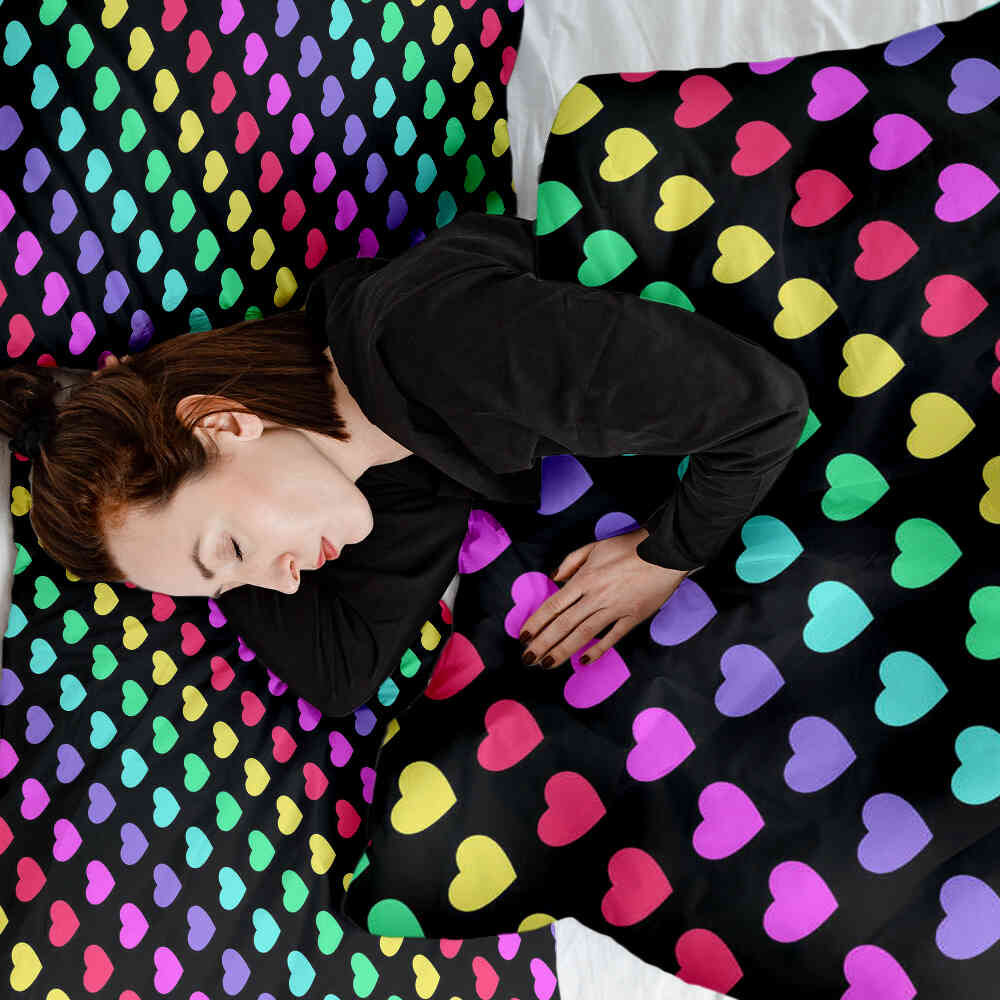 Originele therapiedeken - katoenen hoes met gekleurde harten